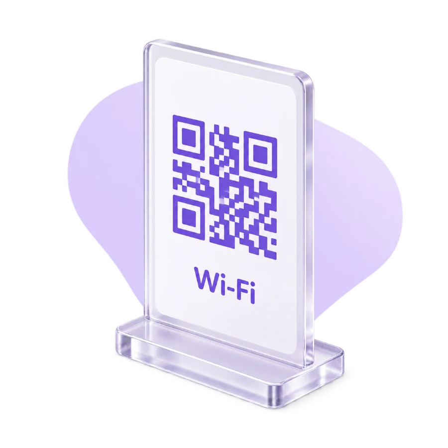 Targhetta in plexiglass con QR Code e la scritta Wi-Fi